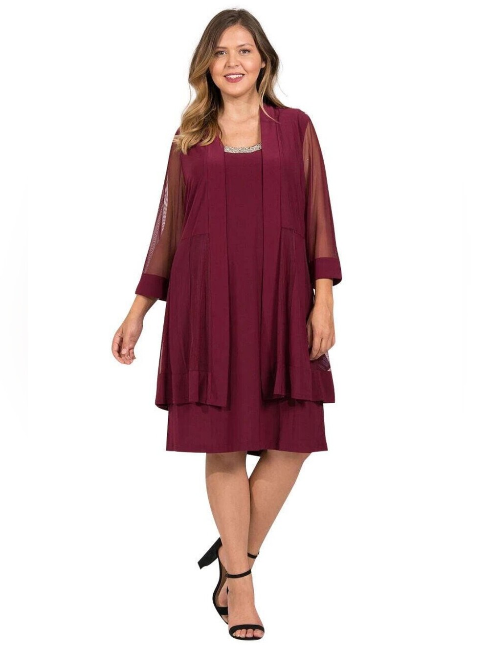 NWT R&M Richards Cocktail Dress With Jacket Merlot 6
